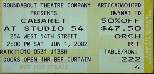 Cabaret studio ticket - studio, 54